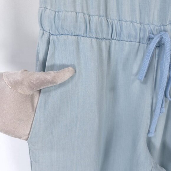 Cloth & Stone‎ Deep Surplice Back Blue Chambray Jumpsuit TENCEL 06609-670 SMALL - Picture 9 of 14